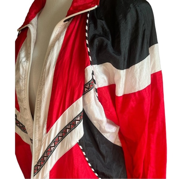 VINTAGE 90s Retro Basketball Red Track Jacket Amanda Smith Sport Petite Large - Picture 3 of 7